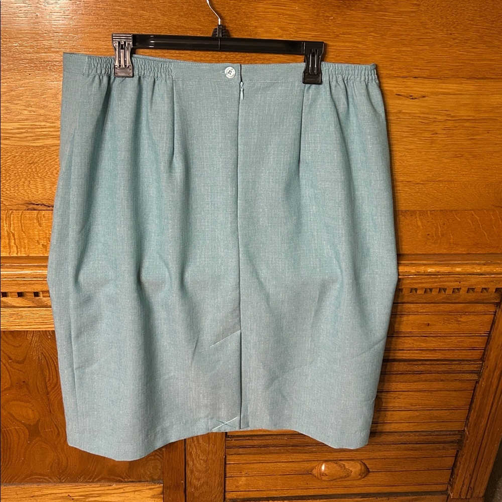 Alfred Dunner Light Blue/Teal Pencil Skirt Professional Career Workwear - Picture 2 of 7